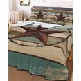 thumbnail image 3 of Quilts Twin XL Size, Teal Brown Farmhouse Soft Comforter Bedding Set for Bed, Country Texas Star Vintage Lightweight Quilted Bedspread with Pillow Cover(2 Pieces) for All Season, 68x98 Inch, 3 of 6