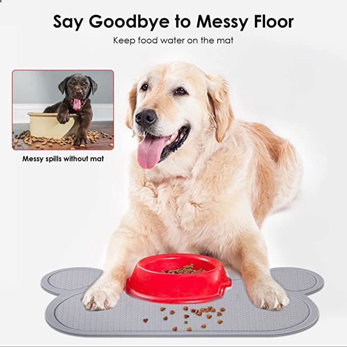 Hongchun Silicone Dog Food Mat Waterproof Small Dog Puppy Bowl Mat Pet Feeding Placemat Cat Eating Dish Placemat Trays With Edges Lip For Food And