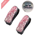 thumbnail image 1 of Monturas de gafas de sol para visera de coche, paquete de 2 marcos de gafas con clip para colgar marcos de gafas con soporte para tarjetas de cristal con diamantes de imitación brillantes (morado) Ormromra LRWJ666-3, 1 of 4