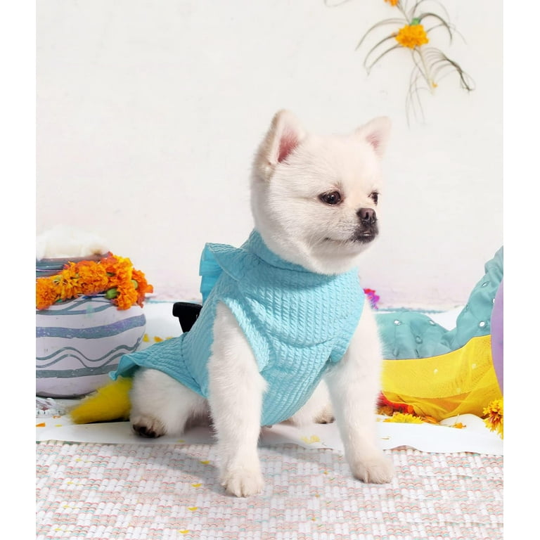blue dress for baby girl Fitwarm Happy Birthday Dog Tiered Dress, Dog Clothes For Small Dogs Gi –  Petocart