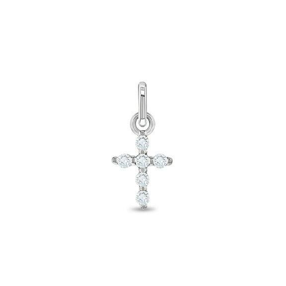 925 Sterling Silver Tiny Clear CZ Communion Cross Charm For Girls Charm Bracelet