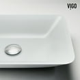 thumbnail image 2 of VIGO Matte Shell Sottlie Glass Rectangular Vessel Bathroom Sink in White with Amada Faucet and Pop-up Drain in Matte Gold, 2 of 10