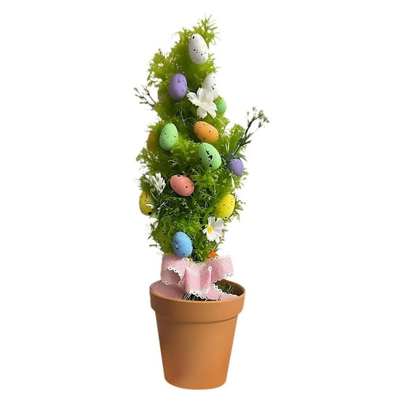 Easter Eggs and Artificial Green Plants, Easter Egg 16 Inches Tall Christmas Tree Decoration Central Colorful Table Easter Home Decoration Festival Decoration Festival Decoration