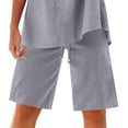 thumbnail image 5 of RYRJJ Cotton Linen Shorts for Women Knee Length Plus Size Summer Casual Beach Elastic Waist Drawstring Comfy Trendy Shorts(Gray,L), 5 of 5