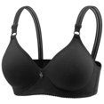 thumbnail image 1 of WZXFASHION Women Sexy Lace Back Button Shaping Cup Adjustable Shoulder Strap Large Size Underwire Bra Bra Black 100, 1 of 6