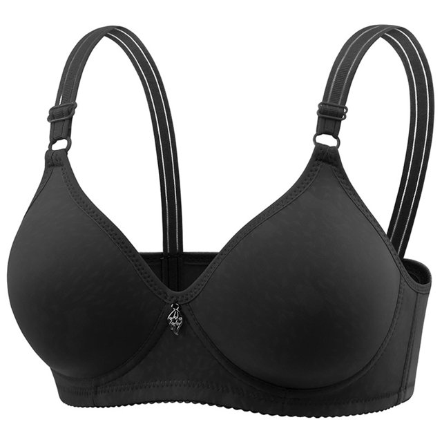 WZXFASHION Women Sexy Lace Back Button Shaping Cup Adjustable Shoulder Strap Large Size Underwire Bra Bra Black 100