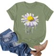 thumbnail image 5 of Jienlioq Hauts d'Été pour Femmes T-shirt Imprimé pour Amoureuse Col Rond Manches Courtes Vert Armée L, 5 of 5