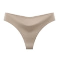 thumbnail image 2 of Xijirk Women Panties Thong with Seamless Wide Waist Band V Cut Front Soft Stretchy Close Fit for Daily Night Out Party Wear,Khaki,XL, 2 of 3