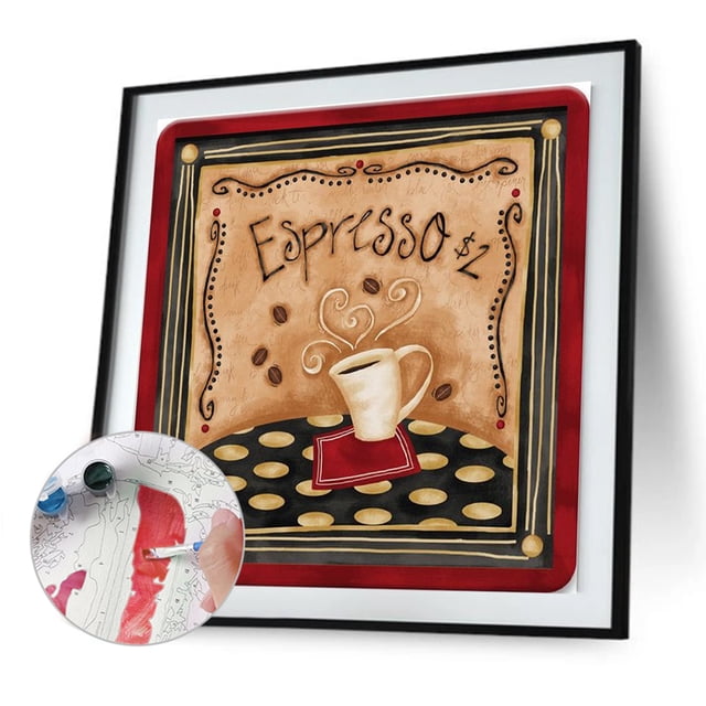 Pintura al óleo sin marco por números, imagen de café Retro DIY, decoración para sala de estar artesanal Likrtyny decoración de arte