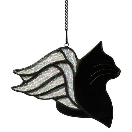 

greenhome Angel Cat Ornament Creative Shape Smooth Edge Not Easily Deformed Heat-Resistant Wing Design Burr Free Acrylic Angel Cat Pendant Hanging Ornament Car Supplies