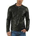 thumbnail image 2 of New Mens Leather Jacket Slim Fit Biker Motorcycle Genuine Leather Coat A096, 2 of 4