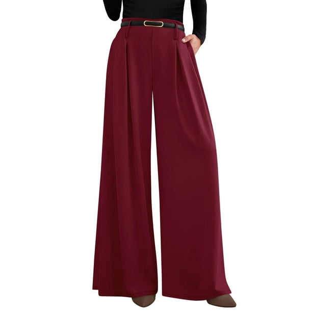 Pantalones anchos PRETTYGARDEN 2025 de cintura alta para mujer