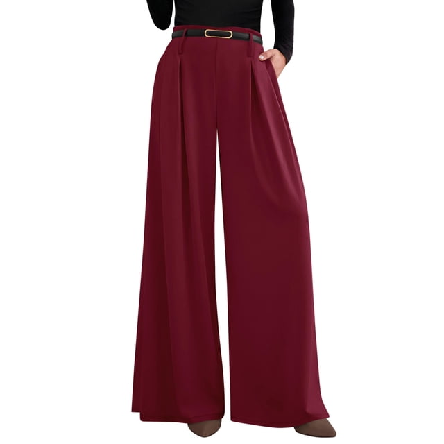 Pantalones anchos PRETTYGARDEN 2025 de cintura alta para mujer