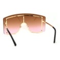 thumbnail image 4 of Oversize Wrap Shield Rimless 80s Funky Sunglasses Gold Brown Pink, 4 of 4