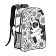 thumbnail image 3 of Honeii Floral Sugar Skull Portrait Print Clear Backpack Heavy Duty Transparent Bag 17" See Through BookBag for Women Men Adults Work Festival Sports Travel, 3 of 7