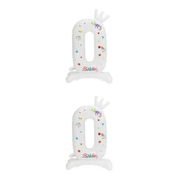 Yuarrent Impresionantes globos digitales de pie blancos para fiestas de cumpleaños infantiles y hermosos globos de película de aluminio número 0 2piezas