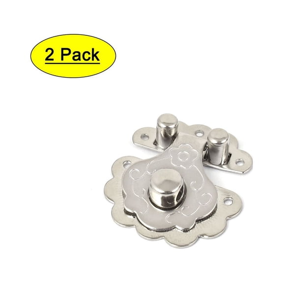 Uxcell Style Wooden Case Box Metal Clasp Hasp Latches Silver Tone 2 Set