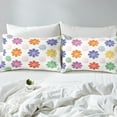 thumbnail image 3 of Erosebridal Colorful Daisy Fitted Sheet Set Queen, Two Groovy Party Flower Bedroom Set, Super Cozy 3pcs, 3 of 5