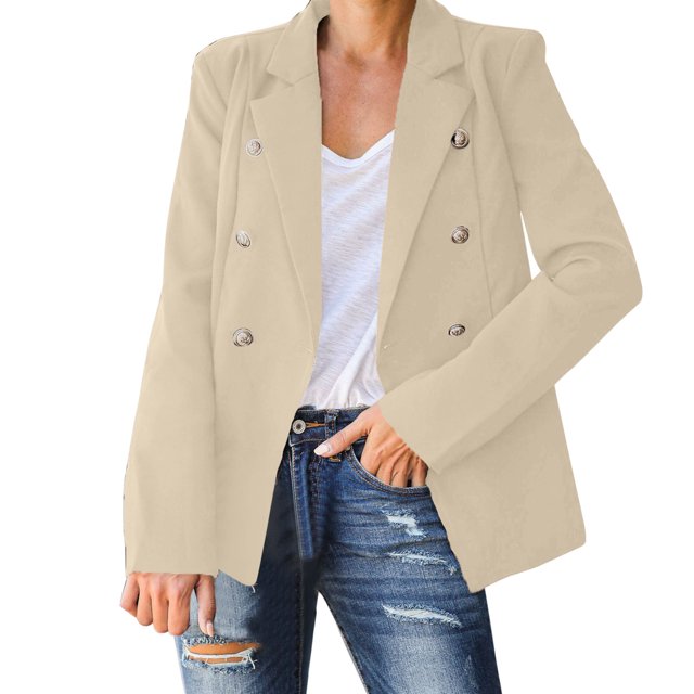Chaquetas de traje estilo casual Chaqueta fina informal de peso ligero para mujer, abrigo ajustado, chaqueta de manga larga, abrigos de negocios para oficina, chaqueta,blazer moda(Caqui, L)