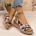 thumbnail image 4 of Mepaouo Womens Slingback Wedge Sandals Summer Beach Dressy Shoes Peep Toe Platform Slip on Sandals, 4 of 8