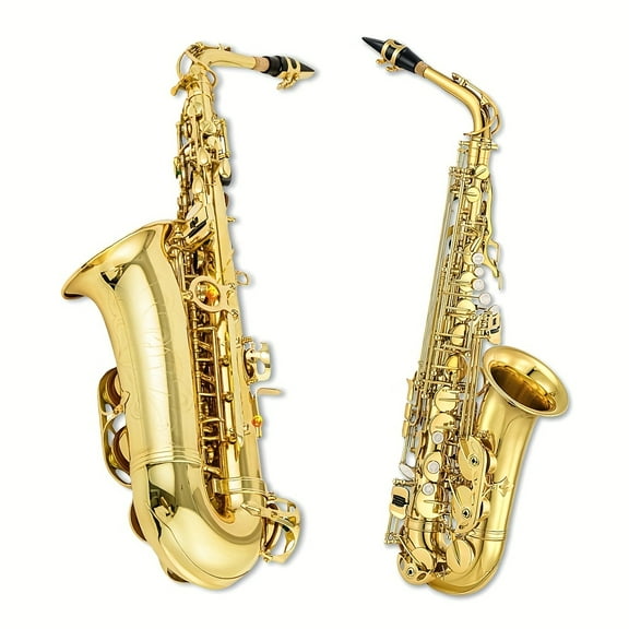 Siemonic Alto Saxophone E Flat Golden Lacquer Handcrafted Alto Beginner Sax Full Kit Carrying Sax Case