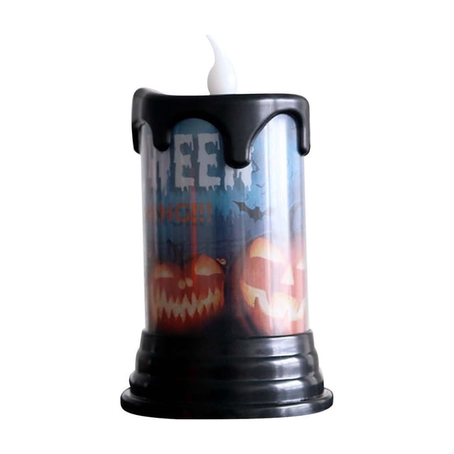 Halloween Electronic Candle Light | Flameless Flickering Candle | Spooky Decorations for Home & Party | Indoor and Outdoor Halloween Props | 7.8 Inch Battery Operated Night Light