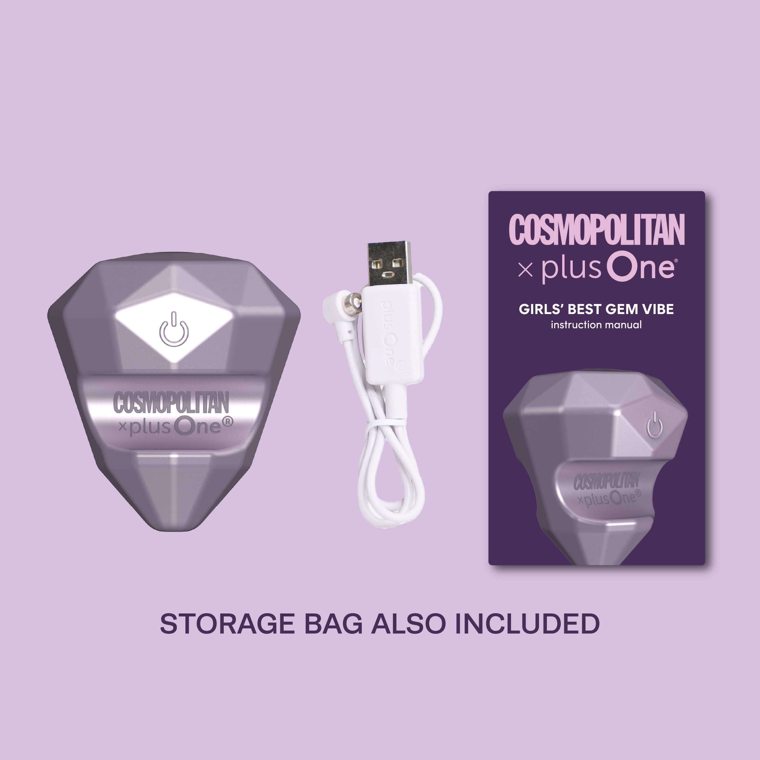 Cosmopolitan X plusOne Girls' Best Gem Vibrator with Magnetic Charging and Storage Bag, Lavender