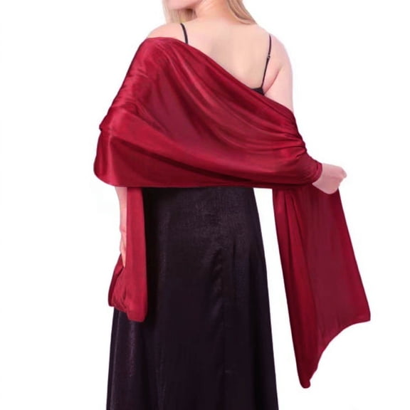 Shawl Wraps for Women Solid Color Stretch Satin Evening Dress Shawl Elegant Soft Party Formal Events Red One Size