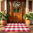 thumbnail image 3 of Christmas Large Plaid Rug Doormat, 19.6x31.5 Inches Hand-woven Red White Plaid Rug Cotton Blend Washable Welcome Mat for Front Door Porch Home Farmhouse Indoor Outdoor Use, 3 of 6