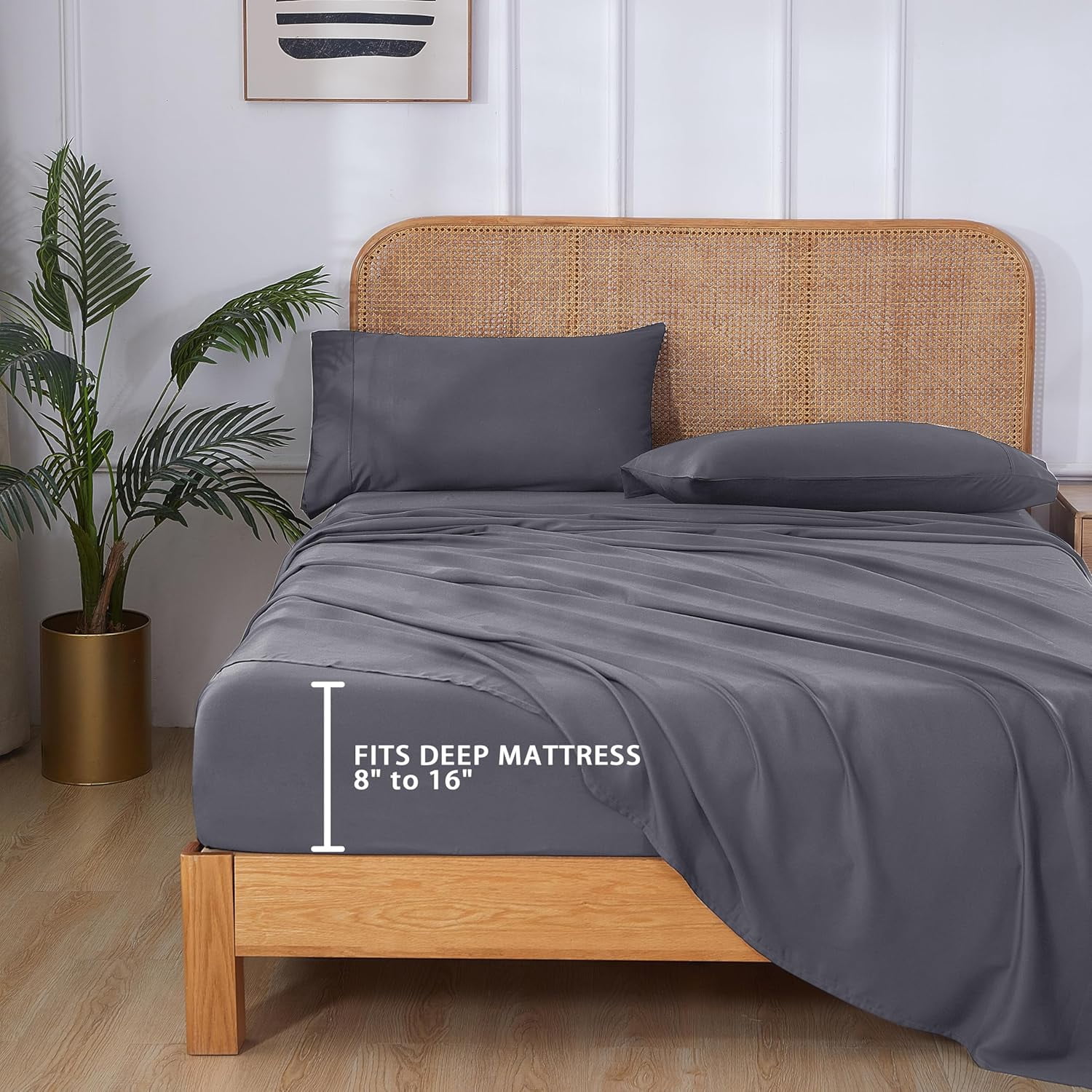 otnbgsr Bamboo Viscose Sheet Set Queen 2026 Upgrade 400 Thread Count Cooling Bed Sheets 16 Inch Deep Pocket Soft Breathable 4 Piece Set Navy Blue