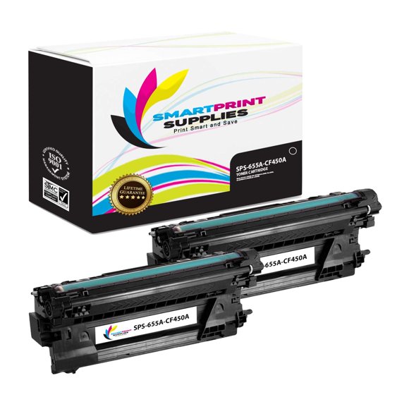 Smart Print Supplies 655A HP CF450A Black Compatible Toner Cartridge Replacement for Color Laserjet Enterprise M652 M653 M681 M682 Printers (12,500 Pages)- 2 Pack
