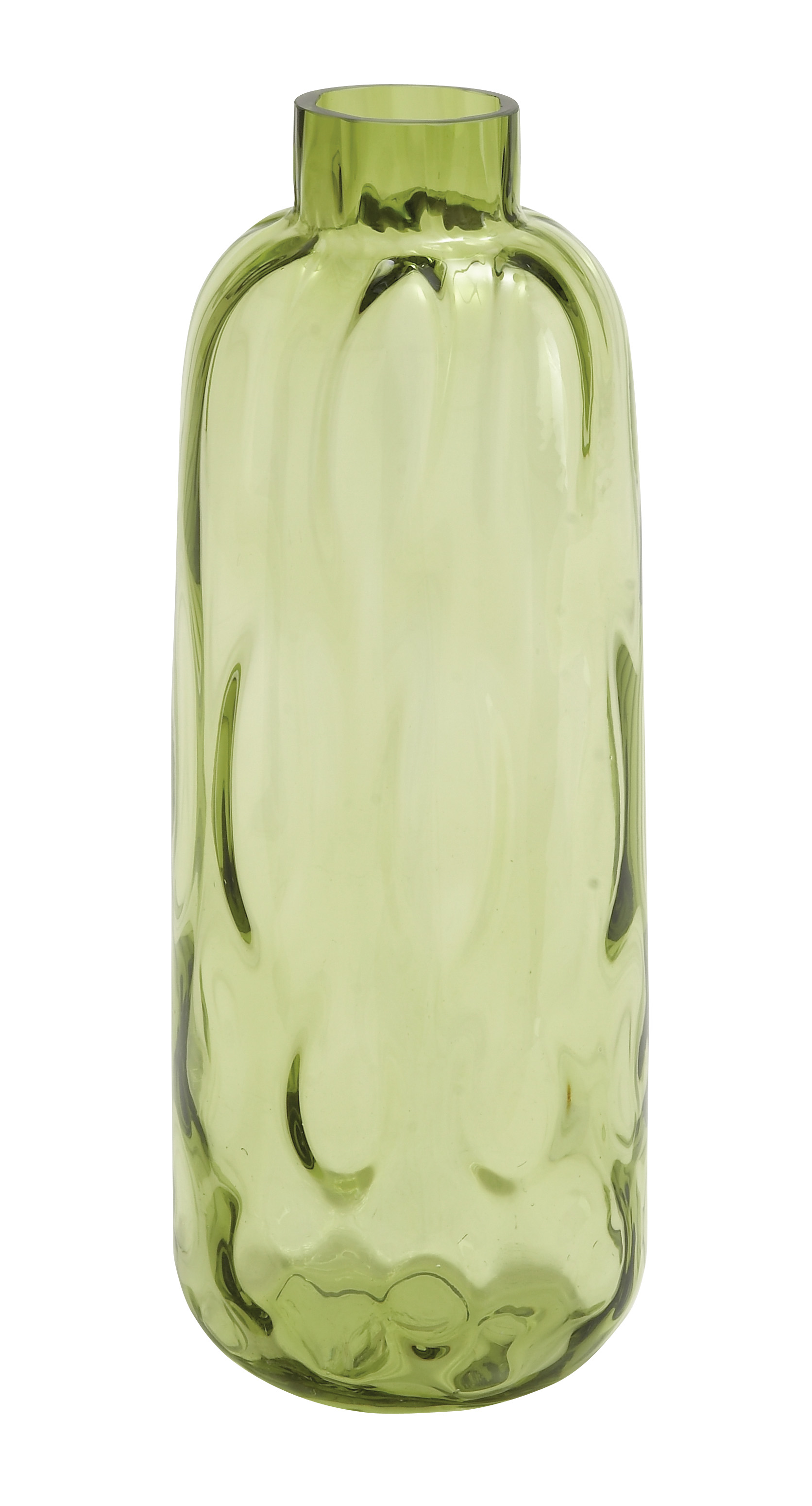 Traditional Smoked Moss Green Bumpy Glass Vase 7"W, 17"H 99837