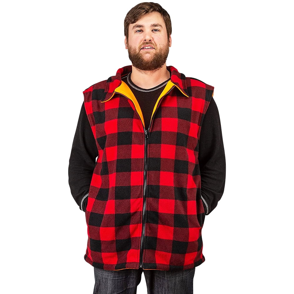 plaid fleece vest