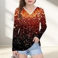 thumbnail image 1 of YUNAFFT Girls V-Neck Top Long Sleeve Star Gradient Print Pullover Trendy Celestial Design, 1 of 8