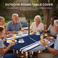 thumbnail image 3 of Round Outdoor Tablecloth with Umbrella Hole and Zipper, Farmhouse Navy Blue Tablecloth with Elastic Waterproof, Farmhouse Blue Line Striped Patio Table Covers for 45" - 54" Picnic Pool Tables, 3 of 9