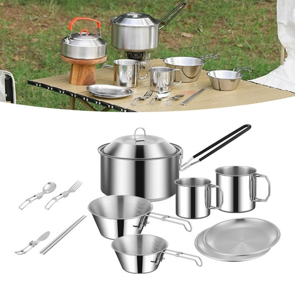 Olla de cocina de acero inoxidable Cola Sartén 12 piezas plegable para acampar