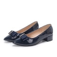 thumbnail image 4 of Rexoro Women Pointed Toe Pumps Bow Decor Slip On Low Chunky Heel Womens Shoes for Office Work Wedding Daily Wear, 4 of 7