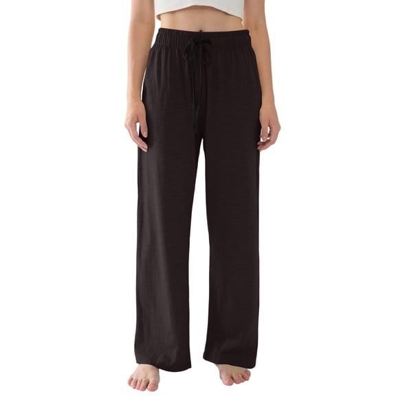 Womens Palazzo Pants Summer Fashion 2026 High Waisted Wide Leg Drawstring Flowy Beach PJS Pants with Pockets