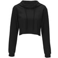 thumbnail image 2 of HAPIMO Sales Sweatshirt for Women Drawstring Crop Pullover Tops Solid Color Long Sleeve Relaxed Fit Womens Hoodie Sweatshirt Teen Girls Clothes Black M, 2 of 5