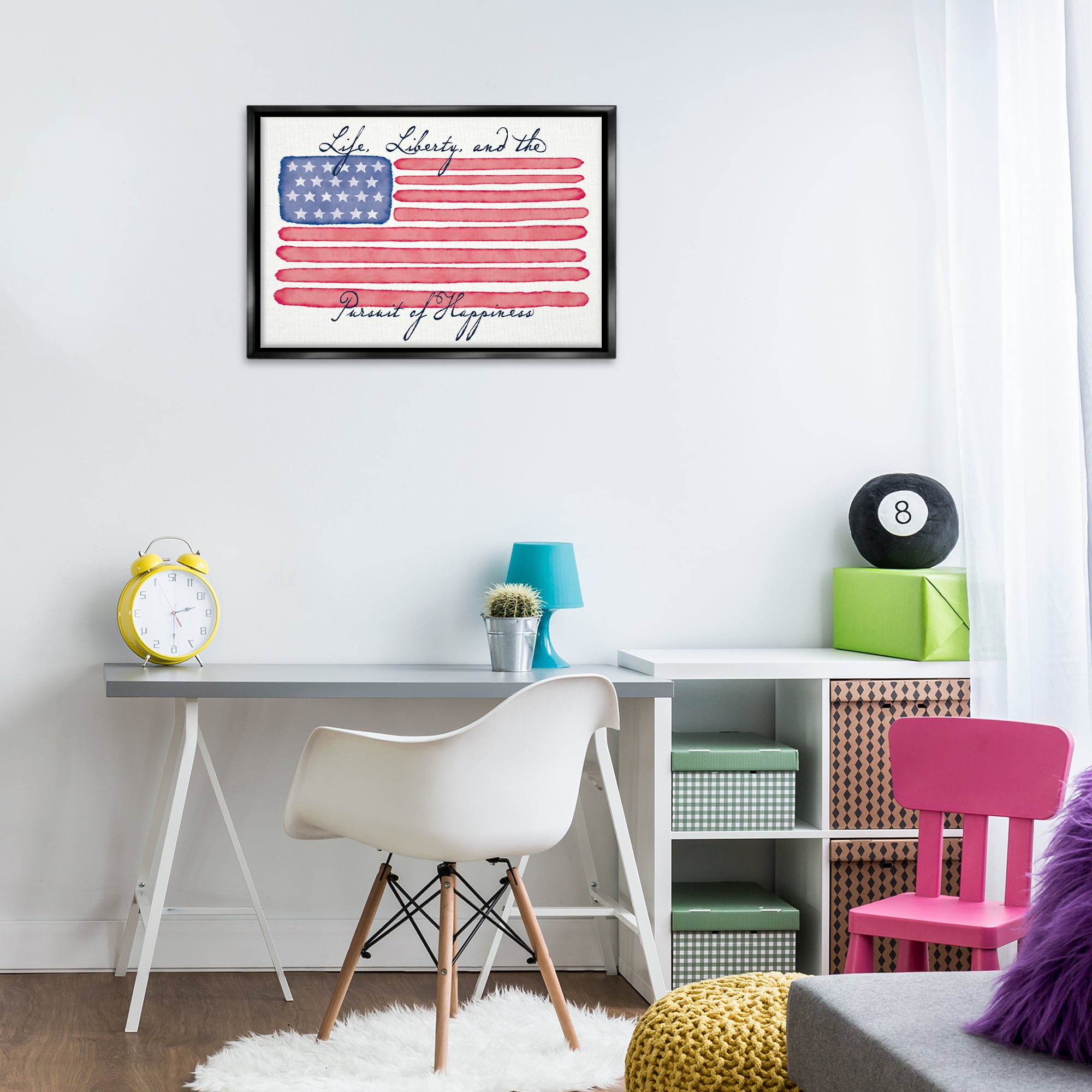 Stupell Industries All American Patriotic Phrase Patriotic Painting Black Floater Framed Canvas Art Print Wall Art, 31 x 21
