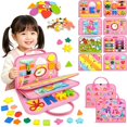 thumbnail image 3 of Busy Board Montessori Toys for Toddlers, Busy Book Sensory Toys for Boys Girls Birthday Gifts, Learning Educational Travel Activities, Pink, 3 of 8