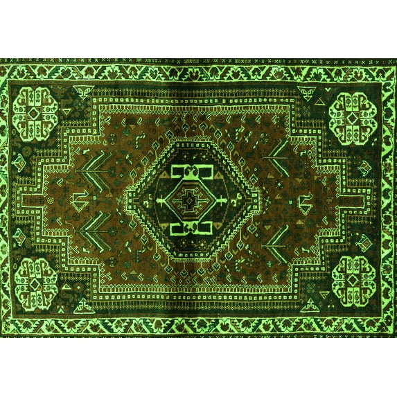 Ahgly Company Indoor Rectangle Persian Green Traditional Area Rugs, 2' x 5'