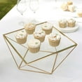 thumbnail image 6 of Efavormart 12" Gold Metal Geometric Cake Stand Gold Cake Riser with Glass Top Glossy Metallic Finish for Dessert Cupcake Pastry Candy Display Plate Event, Birthday Party, 6 of 11