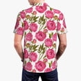 thumbnail image 3 of Balery Rose Flowers Printed Men’s Short Sleeve Polo Shirt, Midweight Men's Shirt,Golf Polo shirts -Large, 3 of 8
