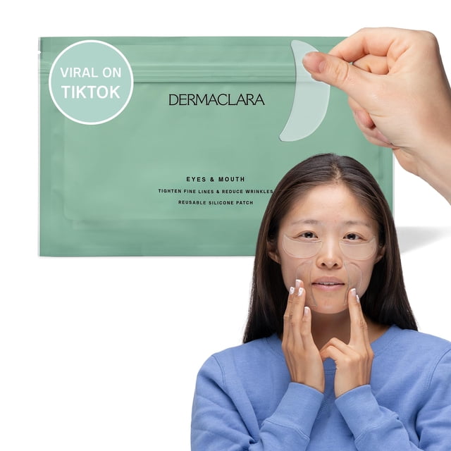 Parches faciales de silicona Dermaclara - Parches faciales antiarrugas para boca y ojos - Parches de silicona de grado médico hipoalergénicos probados por dermatólogos para líneas finas y arrugas - Re
