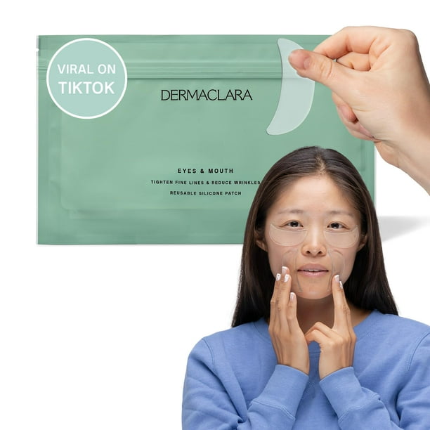 Parches faciales de silicona Dermaclara - Parches faciales antiarrugas para boca y ojos - Parches de silicona de grado médico hipoalergénicos probados por dermatólogos para líneas finas y arrugas - Re
