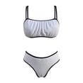 thumbnail image 5 of Duqingm Modlily Swimsuits for Women Women's Bikini Sets Two Piece Swimsuit V Neck Halter Back Self Tie Low Rise Bottom White,M, 5 of 6