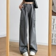 thumbnail image 6 of JXMVOJ Cargo Pants for Women High Waisted Casual Pants Baggy Stretchy Wide Leg Y2K Streetwear Women’s Elastic Waist Solid Casual With Pockets Outing Full Length Pants with Pockets, 6 of 8