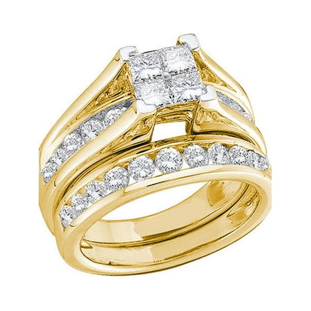 10kt Yellow Gold Womens Princess Diamond Bridal Wedding Engagement Ring ...