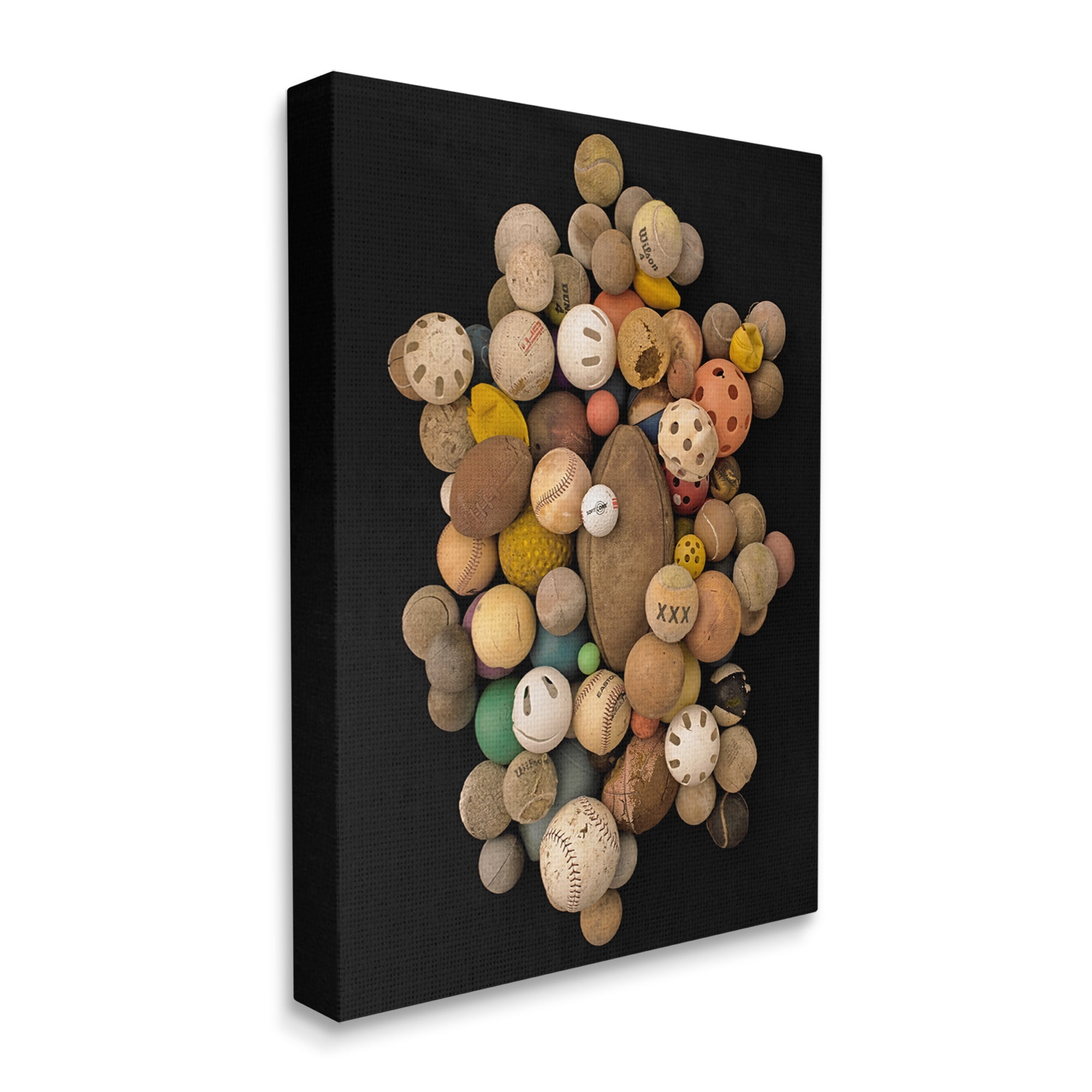 Stupell Industries Intriguing Sports Balls Equipment Various Footballs Baseballs Canvas Wall Art, 36 x 48, Design by Jadei Graphics